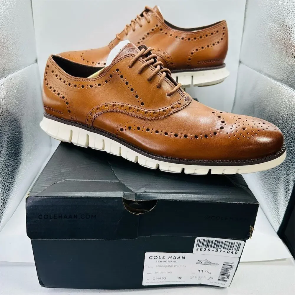 Cole Haan ZERØGRAND Wingtip Oxford Men's Dress Shoes Brown Size 11.5 M